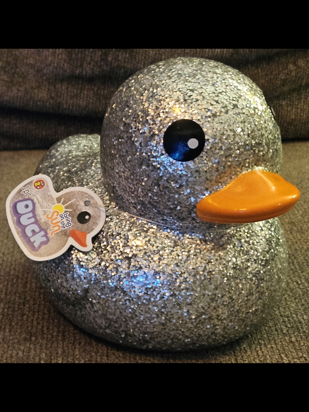 Rubber Ducky Productions, Inc. Silver Glitter Duck with Orange Beak